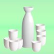 Party Size White Sake Set - 1- Bottle (16oz/2cups) and 8- Cups(1.8oz)