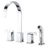 Danze D422044SS Sirius Two Handle Kitchen Faucet with Matching Brass Side Spray, Stainless Steel