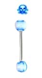 Blue Skull and Crossbones Tongue Ring in Acrylic