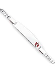 Sterling Silver Non-enameled Medical ID Curb Link Bracelet