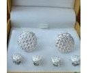 Tuxedo Cufflinks and Studs - Silver Basket Weave