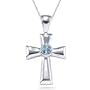 0.22 Cts Aquamarine Cross Pendant in Silver