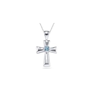 Buy 0.22 Cts Aquamarine Cross Pendant in Silver by Mysolitaire