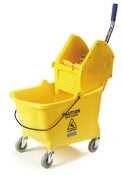 Carlisle 3690504 - 26-35-qt Mop Bucket Wringer Combo w/ Down Press, Yellow
