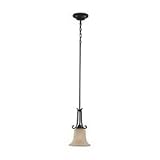 Sea Gull Lighting 61120-814 Del Prato One-Light Mini Pendant, Misted Bronze Finish with Seeded Acid Etch Café Tint Glass