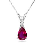 0.02 Cts Diamond & 0.45 Cts Ruby Pendant in Platinum 