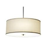 Modern Three-Light Drum Pendant with Beige Shade from Destination Lighting