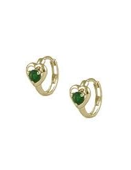 Baby 14K Yellow Gold Heart May Birthstone Huggie Hoop Earrings
