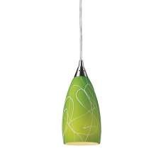 E.L.K. Lighting - 20002/1GA - Abstraction 1 Light Pendant In Green And Satin Nickel Finish