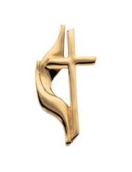 14K Yellow Gold 30.00X17.00 Mm Methodist Cross Lapel Pin