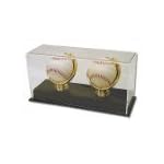BCW Deluxe Acrylic Double Gold Glove Baseball Display - Acrylic Base - Sports Memoriablia Display Case - Sportscards Collecting Supplies