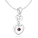 Childrens Jewelry - Garnet January Birthstone Double Heart Pendant