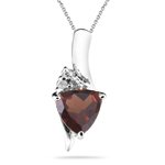 0.02 Cts & Diamond & 1.20 Cts Garnet Pendant in14K White Gold