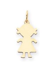 Genuine IceCarats Designer Jewelry Gift 14K Plain Small .018 Gauge Engravable Girl Charm