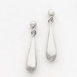 14k White Gold Tear Drop Dangle Post Earrings