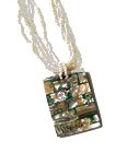 Paua Abalone Shell Pendant Bead White Necklace P9B-White