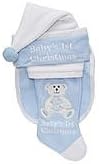 Baby's 1st Christmas Bib, Stocking and Cap Set in Baby Blue