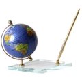 G.W. Schleidt GLB100DB 4 in. Globe With Glass Base & Pen Holder - Dark Blue