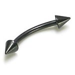 Black Implant Grade Titanium Eyebrow Ring with Spikes 16 gauge 5/16