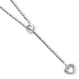 14k White Gold Heart Lariat Necklace - 18 Inch