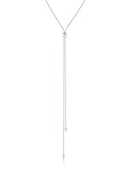 Silver Diamond Cut Snake "Y" Necklace, 16"