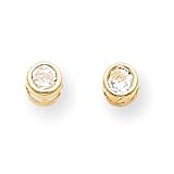 14k 4mm Bezel April/White Zircon Post Earrings XBE4