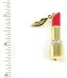 Women's Dazzling Clear Sparkling Austrian Crystal Gold Lipstick Brooch