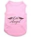 Parisian Pet Dog Tshirt - Embroidered “ Lil Angel “ Dogs Apparel - 100% Cotton, Lightweight Dog Clothes Female - Pink Doggy Tee Shirts - Sleeveless Shirts for Medium Dogs Girl - M