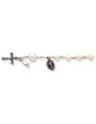 Sterling Silver Cultured Pearl Rosary Bracelet - 7 Inch