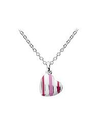 12-14 Inch Silver Stripe Enameled Candy Heart Kids Necklace For Girls