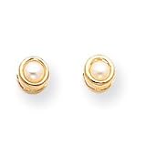 14k 4mm Bezel June/Cultured Pearl Post Earrings XBE6
