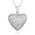 Diamond Pendant 1 Carat 18K White Gold Puffed Heart VS Diamond Pendant 11w31R98q4L. SL160 Diamond Pendant 1 Carat 18K White Gold Puffed Heart VS Diamond Pendant