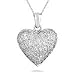 Diamond Pendant - 1 Carat 18K White Gold Puffed Heart VS Diamond Pendant