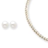 Sterling Silver 6-6.5mm Freshwater Cultured Pearl Earrings & Necklace Set - 16 Inch