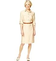Classic Collection Belted Shirt Dress with Linen