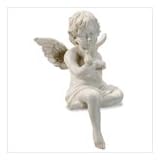 Alabastrite sitting cherub with bird - Style 30114