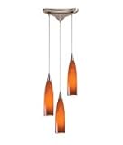 IMAGE OF ELK LIGHTING 3 LIGHT PENDANT IN SATIN NICKEL AND ESPRESSO GLASS