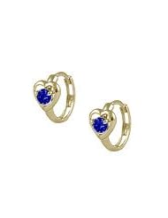 Baby 14K Yellow Gold Heart September Birthstone Huggie Hoop Earrings