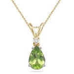 0.02 Cts Diamond & 0.25 Cts Peridot Pendant in 