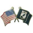 Crossed United States of America and POW MIA Flags (American / Prisoner of War / Miltary Related) Enamel Pin