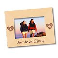 Custom Engraved Wood Photo Frame (qty 1). Honey finish wood frame, engraved with your own message.