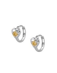 Baby 14K White Gold Heart November Birthstone Huggie Hoop Earrings