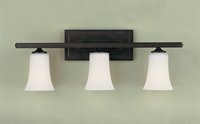 Murray Feiss VS8703-ORB Three-Light Boulevard Collection Vanity Strip, Oil Rubbed Bronze with Opal White Etched Glass Shades