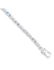 Sterling Silver Blue Topaz & CZ Bracelet