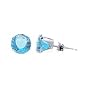 Sterling Silver 3 MM Round Aquamarine Cubic Zirconia Stud Post Back Earrings