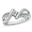 ZALES Composite Diamond Bypass Engagement Ring in 10K White Gold 1/6 CT. T.W. trio bridal sets