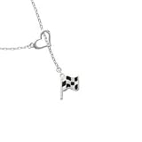 Checkered Race Flag Heart Lariat Charm Necklace [Jewelry]