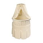 Badger Basket White Elegance Round Baby Bassinet w/ Ecru Waffle Bedding