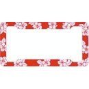 Tropical Flowers Hibiscus Red License Plate Frame (Made of Plastic)