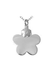 Kids Jewelry - Silver Diamond Double Flower Pendants Necklace (14 to 16 in)